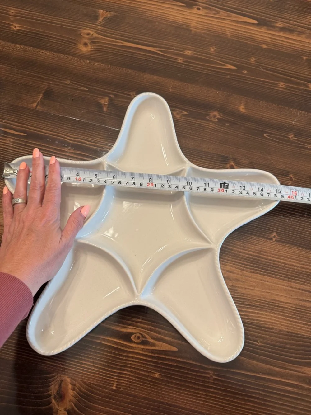 Temp-tations Knotical 14” White Divided Starfish Ceramic Serving Platter